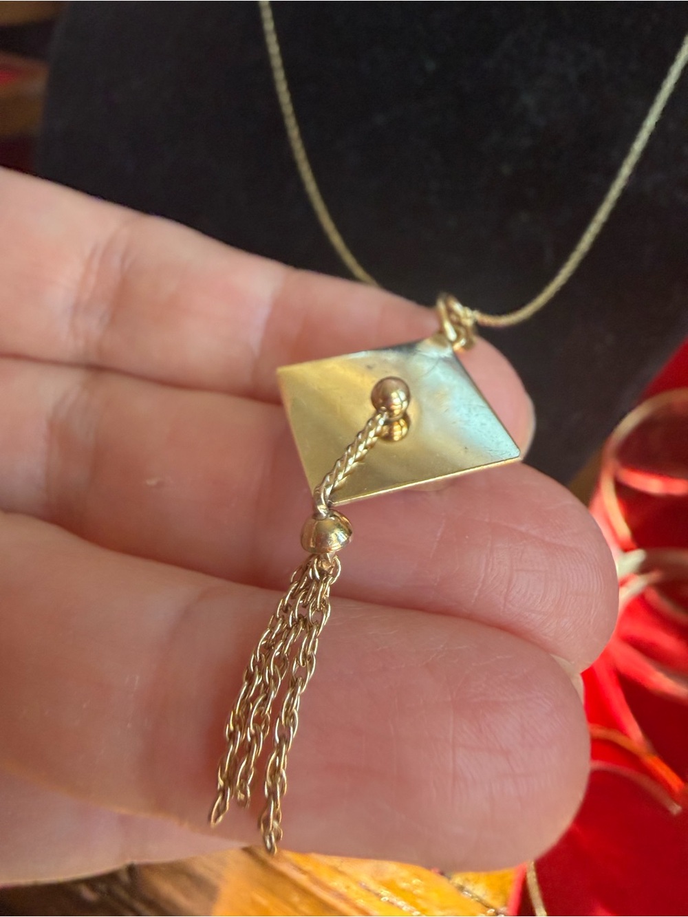 Vintage 1/20 12kt Gold Filled Graduation Pendant Necklace with Chain Tassel